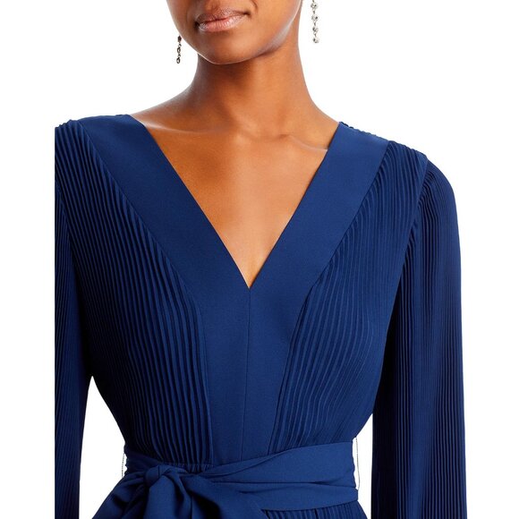 Milly Liv Belted Pleated Dress in Navy - Picture 4 of 5